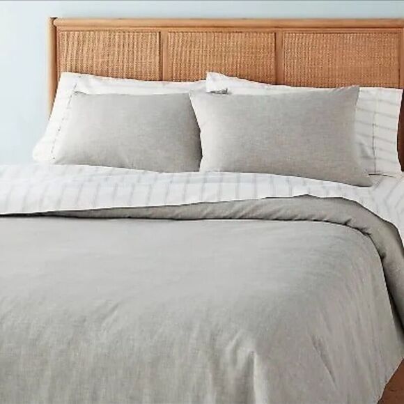 Hearth & Hand Linen Blend Jet Grey Bed Duvet Cover Set - Picture 3 of 6